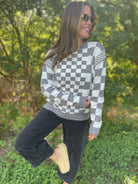 All Checkered Out Sweater in Four Colors-Womens-Stay Foxy Boutique, Florissant, Missouri