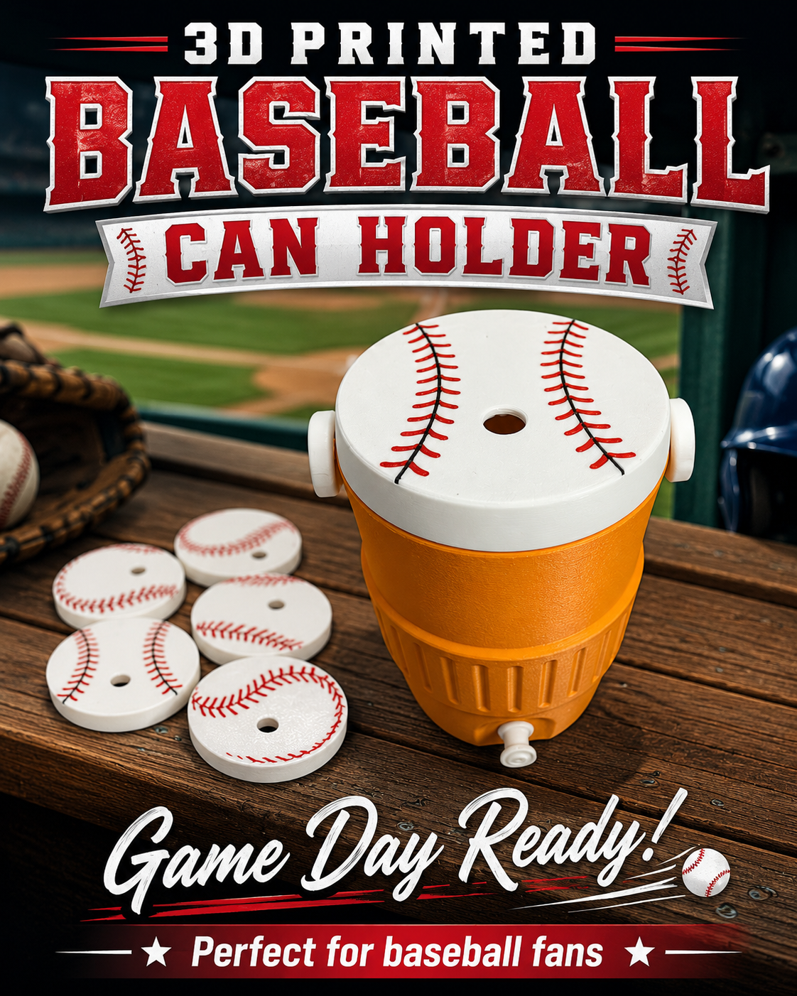 SPORTS THEMED-3D PRINTED CUSTOM 12 OUNCE CAN HOLDERS-Stay Foxy Boutique, Florissant, Missouri