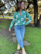 Flower Powered Half Zip Sweater in Four Colors-Womens-Stay Foxy Boutique, Florissant, Missouri