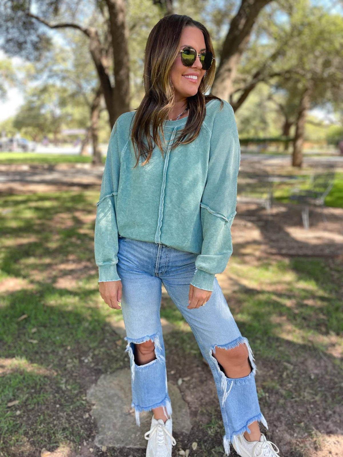 PREORDER: Best Selling Elliott Exposed Seam Sweatshirt in Five Colors-Womens-Stay Foxy Boutique, Florissant, Missouri
