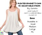 Pleated Spaghetti Strap Cami - Bone-Tank Top-Stay Foxy Boutique, Florissant, Missouri