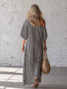 Full Size Striped One-Shoulder Casual Maxi Dress Plus Size-Stay Foxy Boutique, Florissant, Missouri