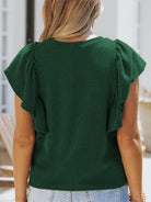 Full Size Ruffled Sleeve Ribbed Knit T-Shirt Plus Size-Stay Foxy Boutique, Florissant, Missouri