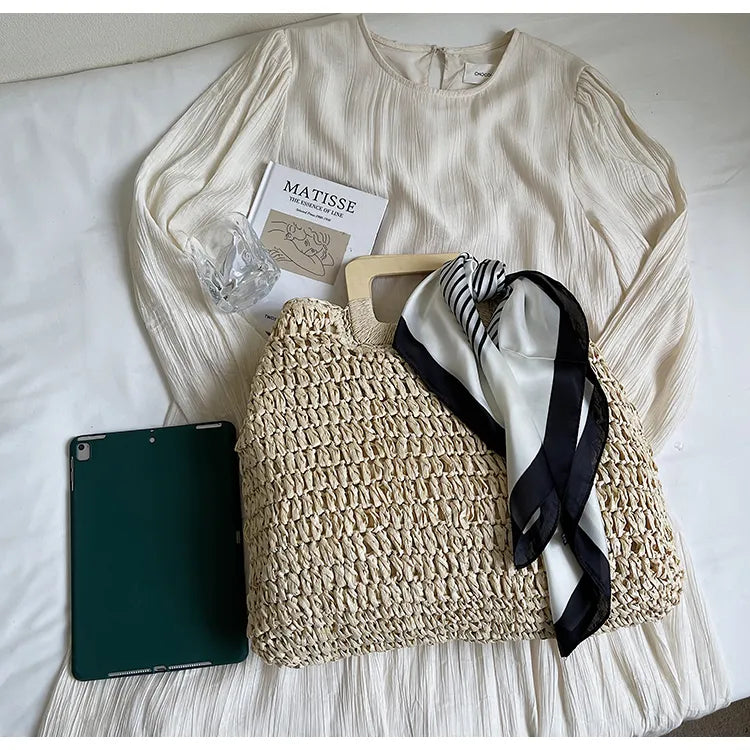 Straw Woven Handbag-Stay Foxy Boutique, Florissant, Missouri