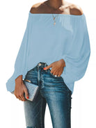 Full Size Off-Shoulder Balloon Sleeve Blouse Plus Size-Stay Foxy Boutique, Florissant, Missouri
