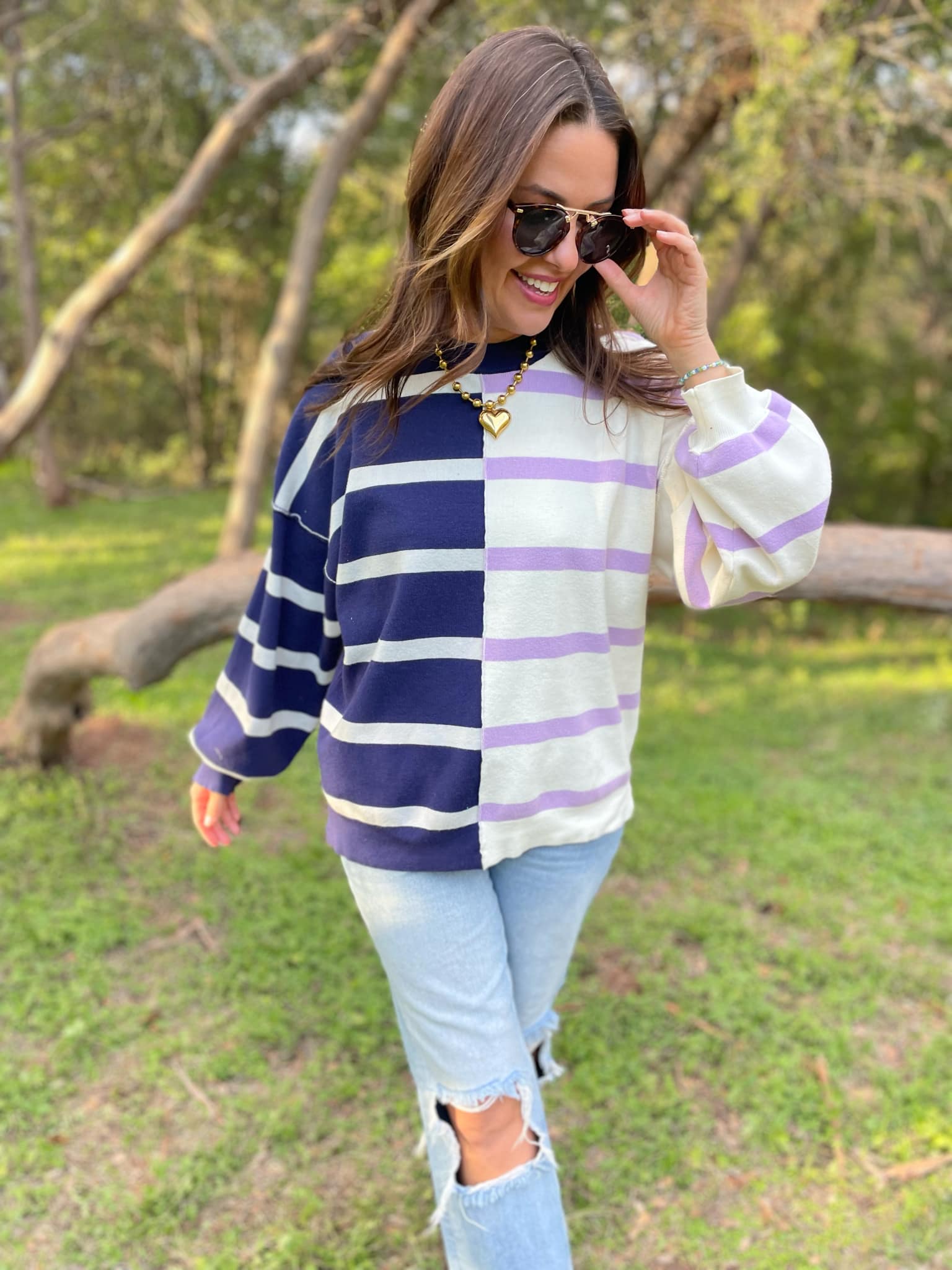 PREORDER: Exceptional Thought Striped Patchwork Sweater in Three Colors-Womens-Stay Foxy Boutique, Florissant, Missouri