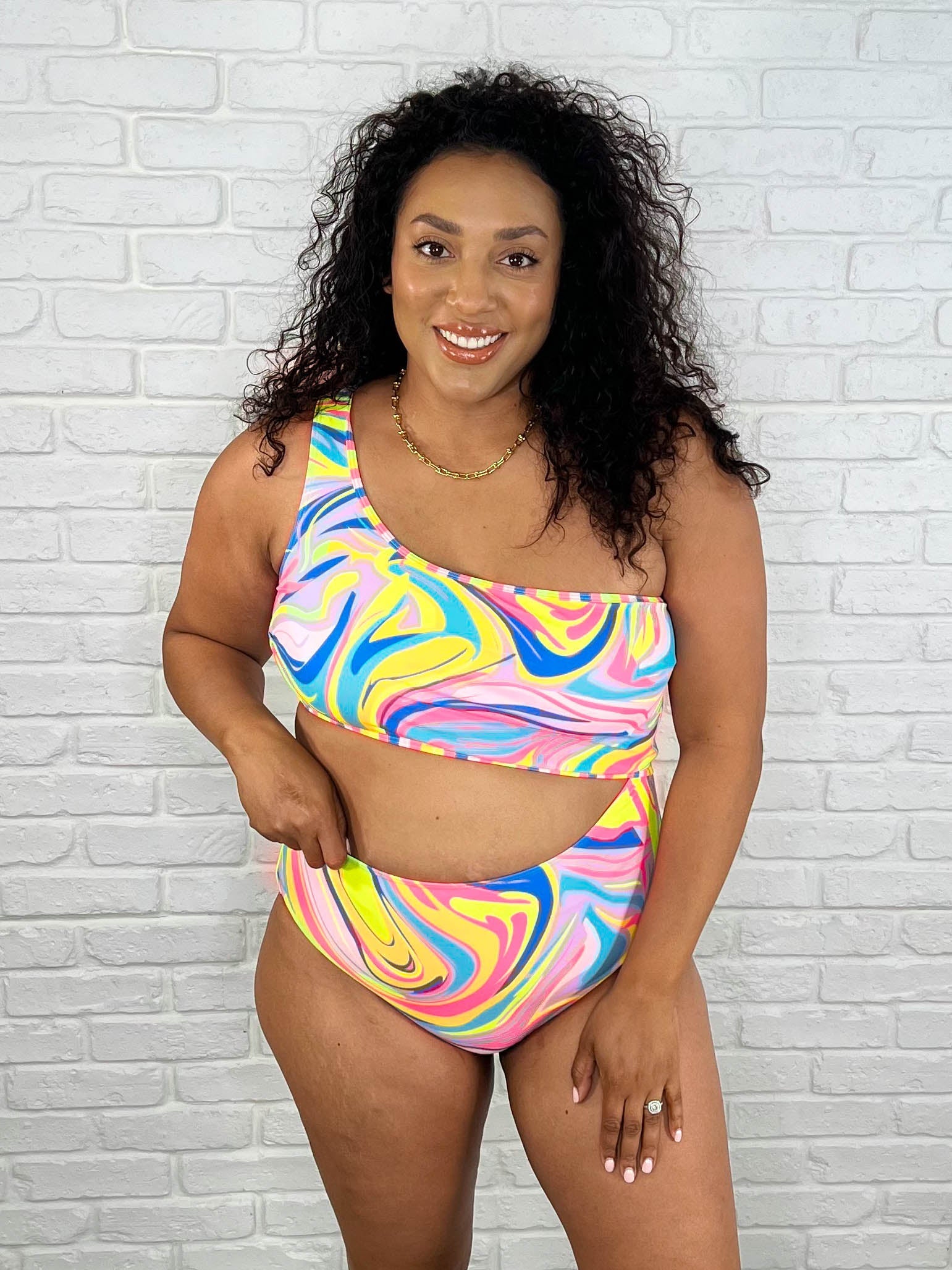 Corfu Marble Cutout Swimsuit-Womens-Stay Foxy Boutique, Florissant, Missouri