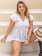 Plus Size V-Neck Cap Sleeve Blouse-Stay Foxy Boutique, Florissant, Missouri