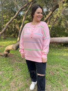 PREORDER: Just Too Good Rainbow Striped Sweater in Two Colors-Womens-Stay Foxy Boutique, Florissant, Missouri