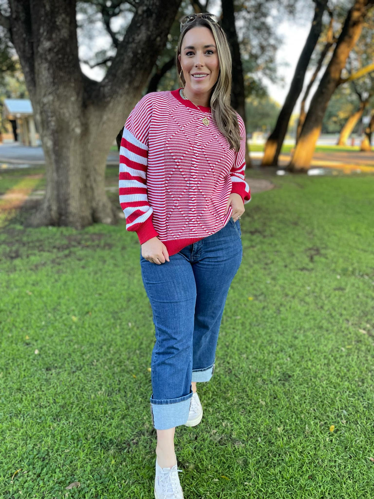 Aspen Striped Sleeve Sweater in Four Colors-Womens-Stay Foxy Boutique, Florissant, Missouri