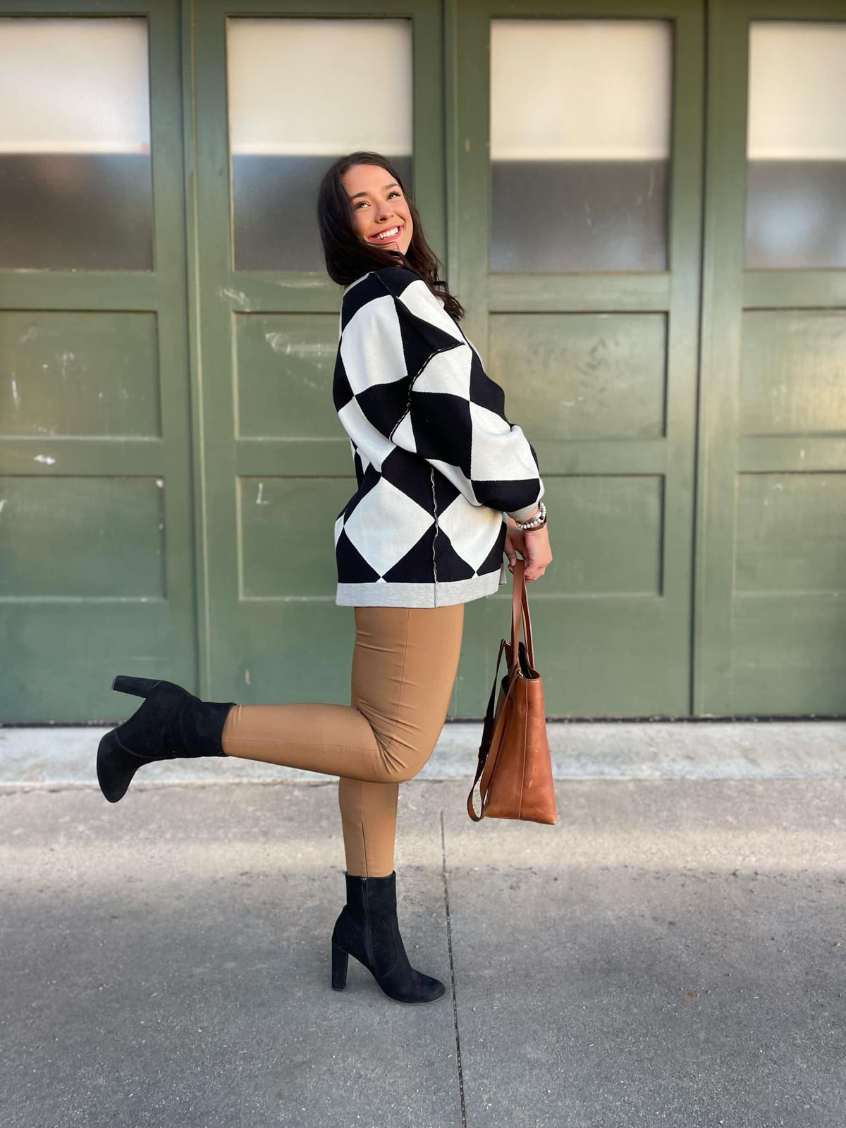 Contrast Trim Cardigan in Black Checkers-Womens-Stay Foxy Boutique, Florissant, Missouri