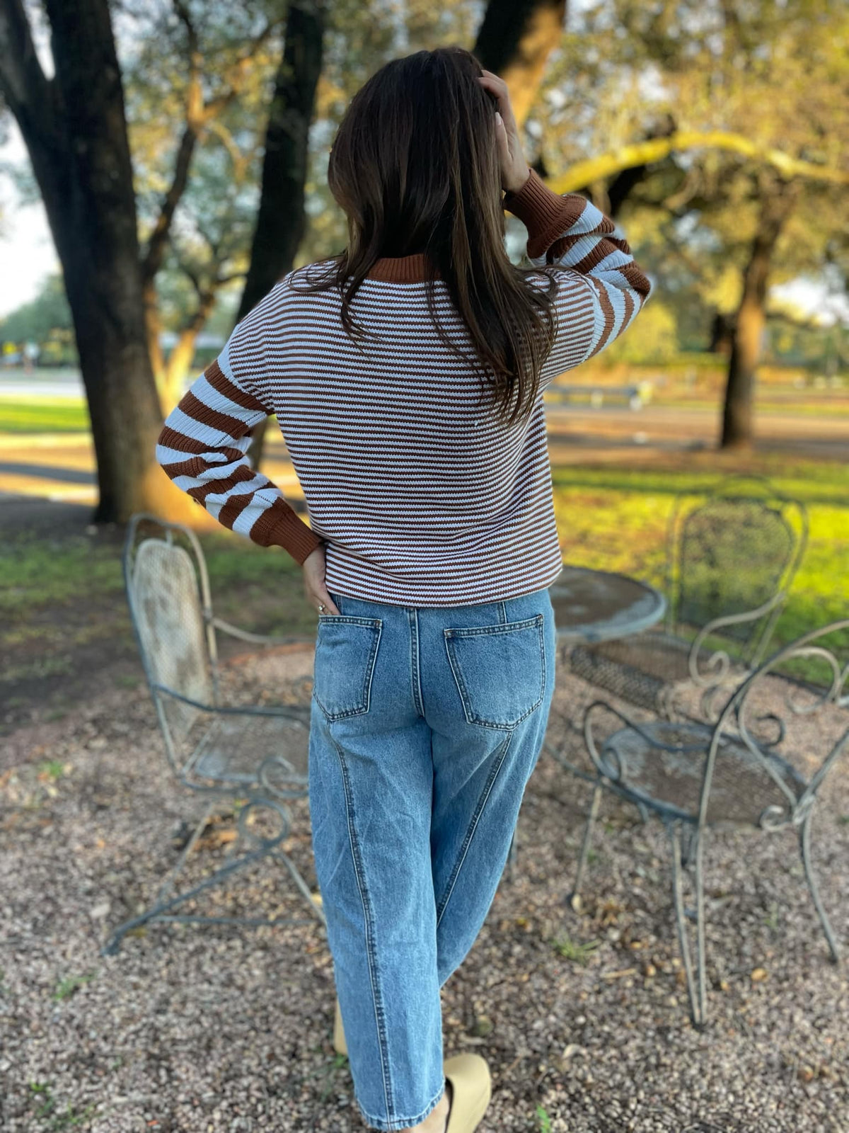 Aspen Striped Sleeve Sweater in Four Colors-Womens-Stay Foxy Boutique, Florissant, Missouri