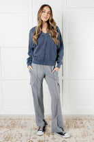 Rep Ready Mineral Wash French Terry Pullover in Blue-Athleisure-Stay Foxy Boutique, Florissant, Missouri