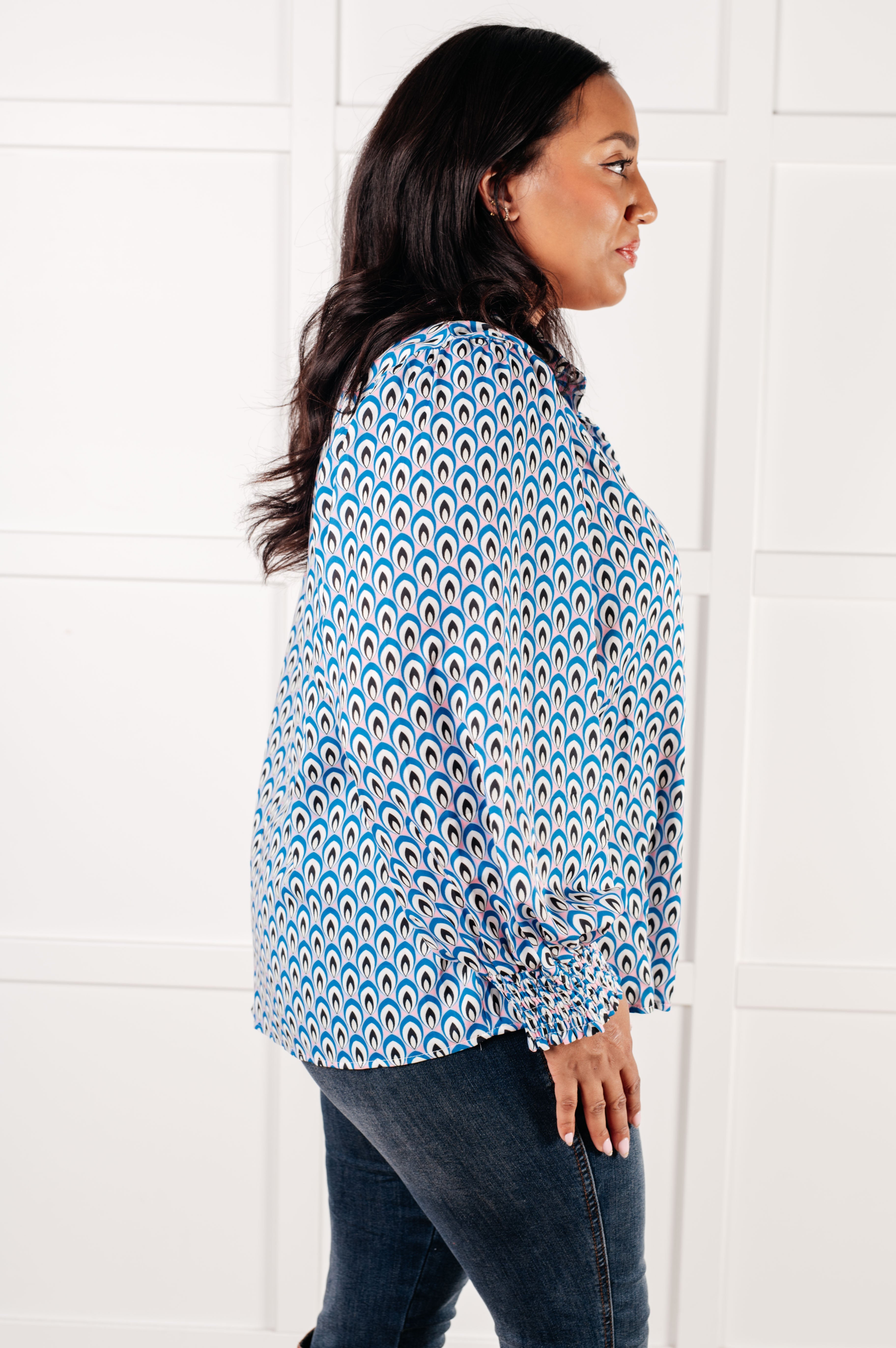 Skies Above Patterned Button Up Shirt-Tops-Stay Foxy Boutique, Florissant, Missouri