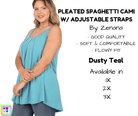 PLUS Pleated Spaghetti Strap Cami - Dusty Teal-Tank Top-Stay Foxy Boutique, Florissant, Missouri