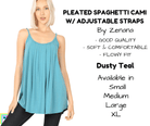 Pleated Spaghetti Strap Cami - Dusty Teal-Tank Top-Stay Foxy Boutique, Florissant, Missouri