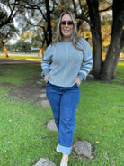 Aspen Striped Sleeve Sweater in Four Colors-Womens-Stay Foxy Boutique, Florissant, Missouri