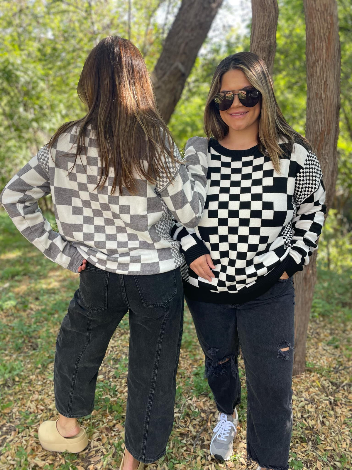 All Checkered Out Sweater in Four Colors-Womens-Stay Foxy Boutique, Florissant, Missouri