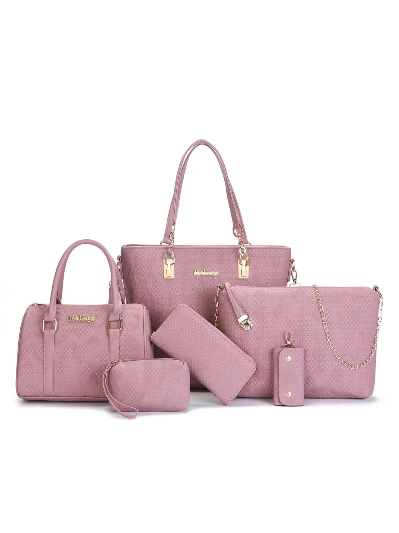 6-Piece Leather Textured Bag Set-Stay Foxy Boutique, Florissant, Missouri
