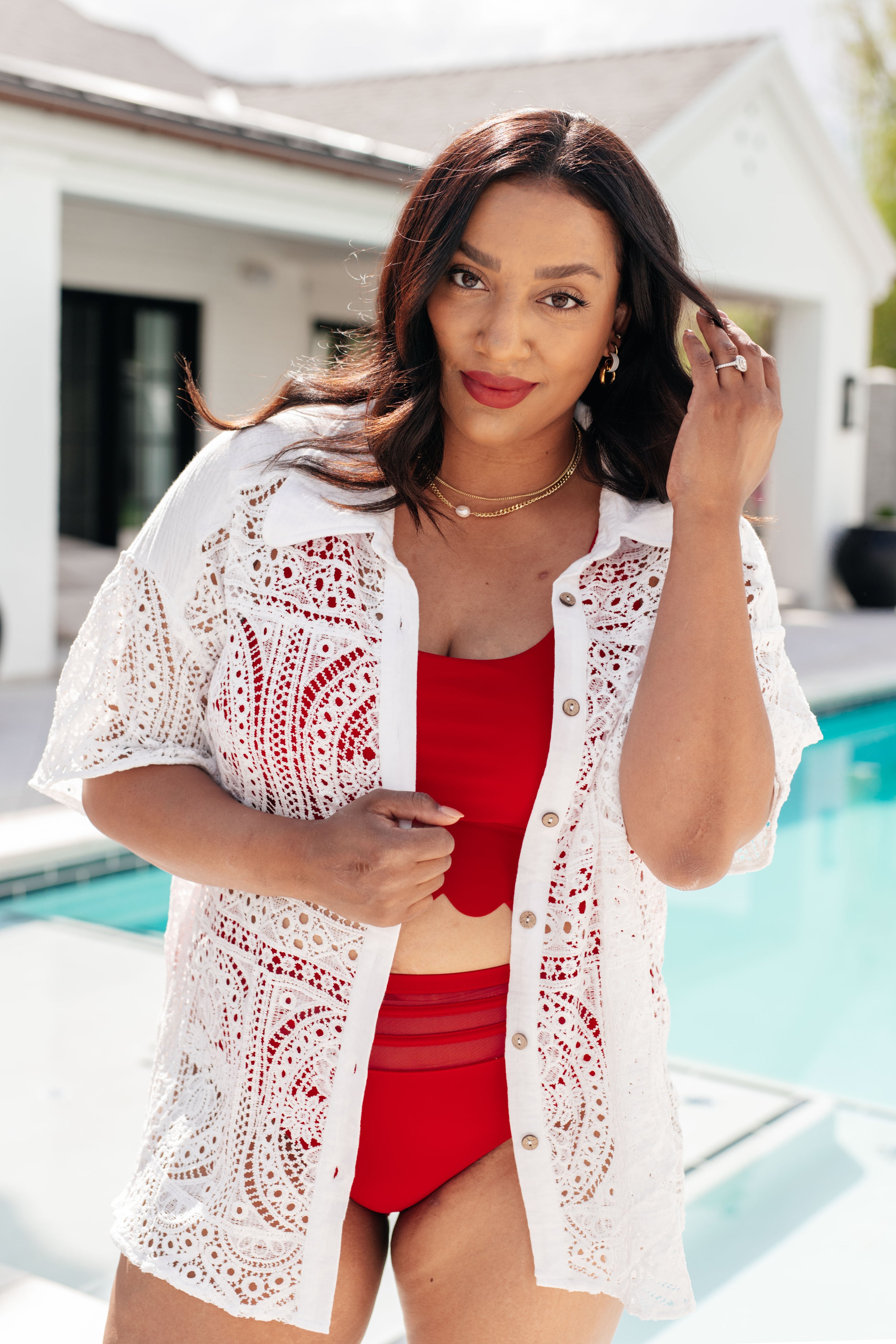 Tonga Scalloped Swim Top-Swimwear-Stay Foxy Boutique, Florissant, Missouri