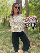 All Checkered Out Sweater in Four Colors-Womens-Stay Foxy Boutique, Florissant, Missouri