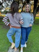 Aspen Striped Sleeve Sweater in Four Colors-Womens-Stay Foxy Boutique, Florissant, Missouri