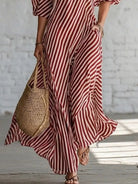 Full Size Striped One-Shoulder Casual Maxi Dress Plus Size-Stay Foxy Boutique, Florissant, Missouri
