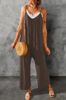 Full Size Spaghetti Strap Wide Leg Jumpsuit-Stay Foxy Boutique, Florissant, Missouri