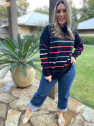 Come On Get Happy Striped Sweater in Two Colors-Womens-Stay Foxy Boutique, Florissant, Missouri