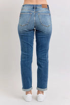 Judy Blue Full Size Mid Rise Skinny Cuff Jeans with Pockets Plus Size-Stay Foxy Boutique, Florissant, Missouri