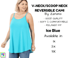 PLUS V-Neck/Scoop Neck Reversible Cami - Ice Blue-Tank Top-Stay Foxy Boutique, Florissant, Missouri