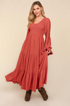 Smocking Maxi Woven Dress with Side Pockets in Marsala-Womens-Stay Foxy Boutique, Florissant, Missouri