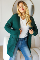 Stripe Textured Open Cardigan with Pockets in Hunter Green-Womens-Stay Foxy Boutique, Florissant, Missouri