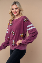 Sequin Football Long Sleeve Knit Top-Womens-Stay Foxy Boutique, Florissant, Missouri