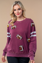 Sequin Football Long Sleeve Knit Top-Womens-Stay Foxy Boutique, Florissant, Missouri