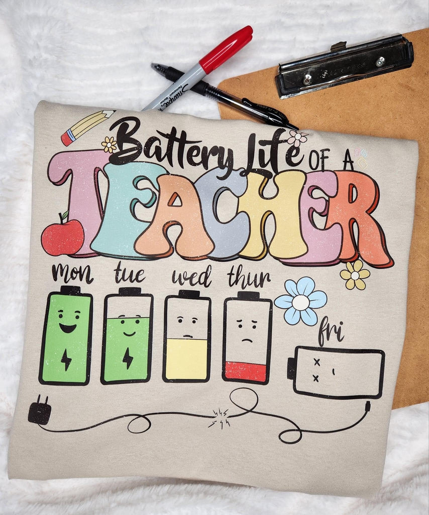 Teacher Battery Life Graphic T-Graphic T-Stay Foxy Boutique, Florissant, Missouri