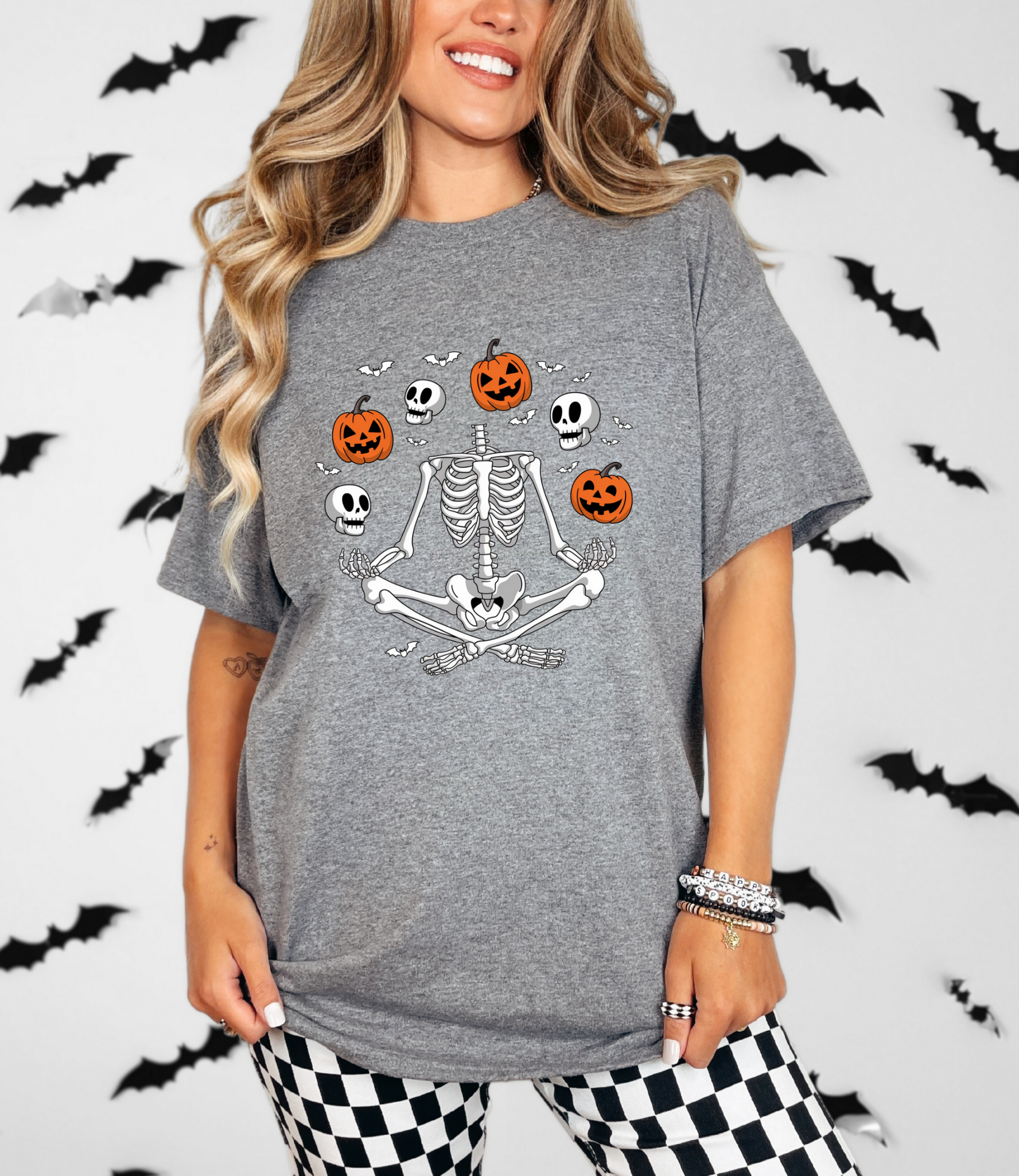 Juggling Skeleton Graphic Tee-Womens-Stay Foxy Boutique, Florissant, Missouri