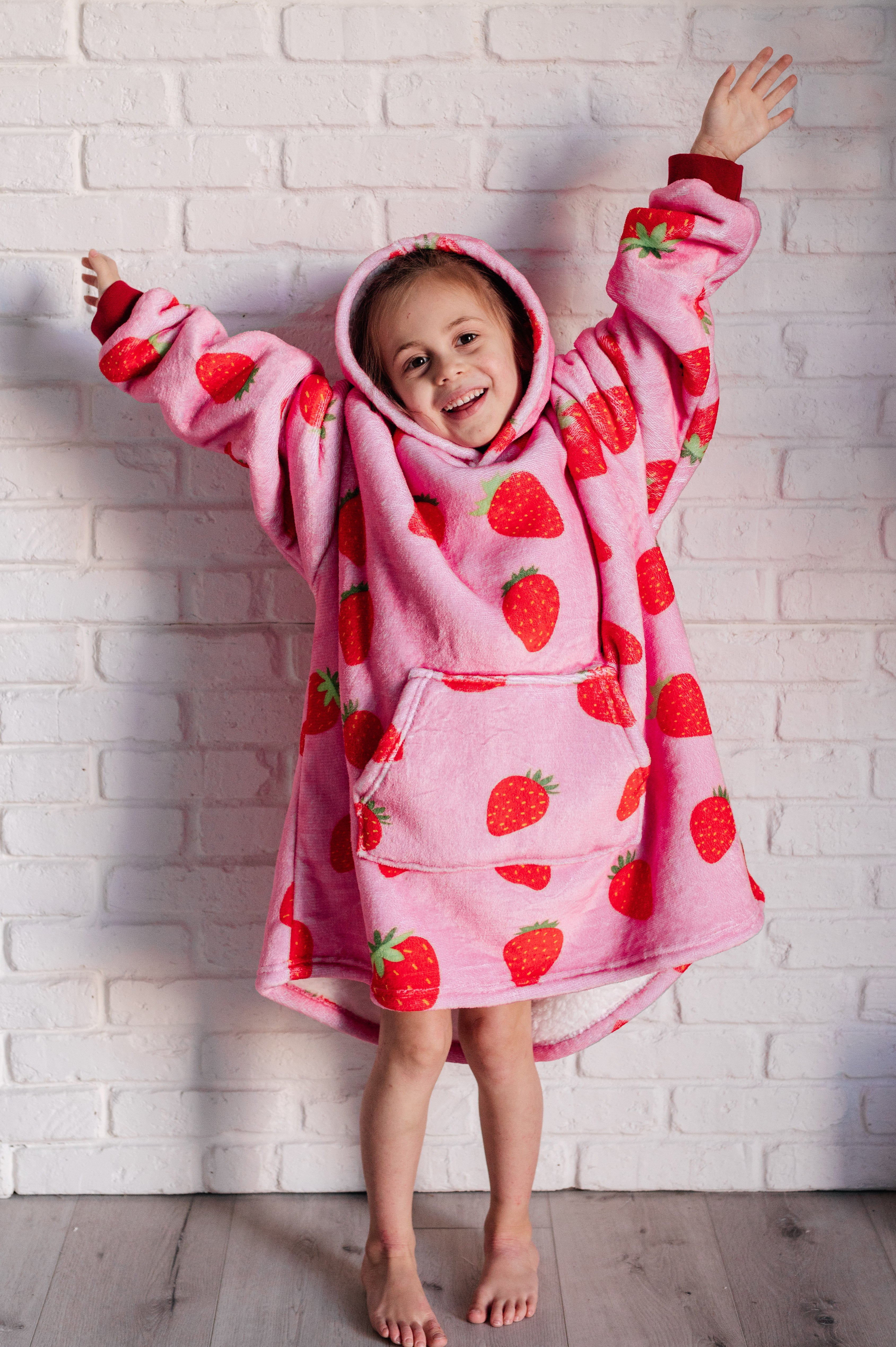 Kids Oversized Hoodie Blanket in Strawberry-Layers-Stay Foxy Boutique, Florissant, Missouri