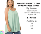 PLUS Pleated Spaghetti Strap Cami - LT Green-Tank Top-Stay Foxy Boutique, Florissant, Missouri