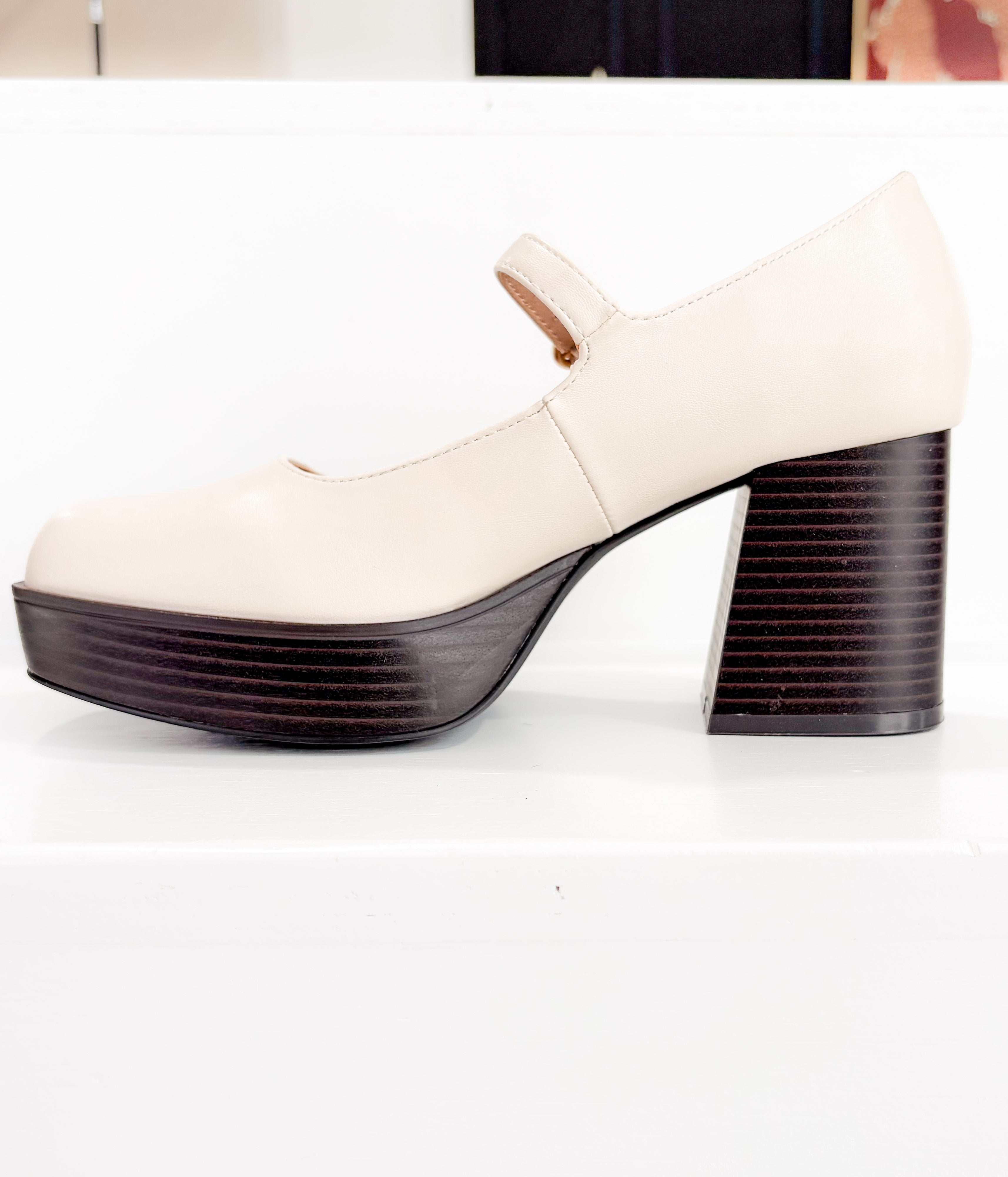 Matilda Platform Heel in Bone-Heel-Stay Foxy Boutique, Florissant, Missouri