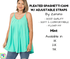 PLUS Pleated Spaghetti Strap Cami - Mint-Tank Top-Stay Foxy Boutique, Florissant, Missouri