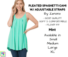 Pleated Spaghetti Strap Cami - Mint-Tank Top-Stay Foxy Boutique, Florissant, Missouri