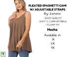 PLUS Pleated Spaghetti Strap Cami - Mocha-Tank Top-Stay Foxy Boutique, Florissant, Missouri