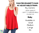 Pleated Spaghetti Strap Cami - Ruby-Tank Top-Stay Foxy Boutique, Florissant, Missouri