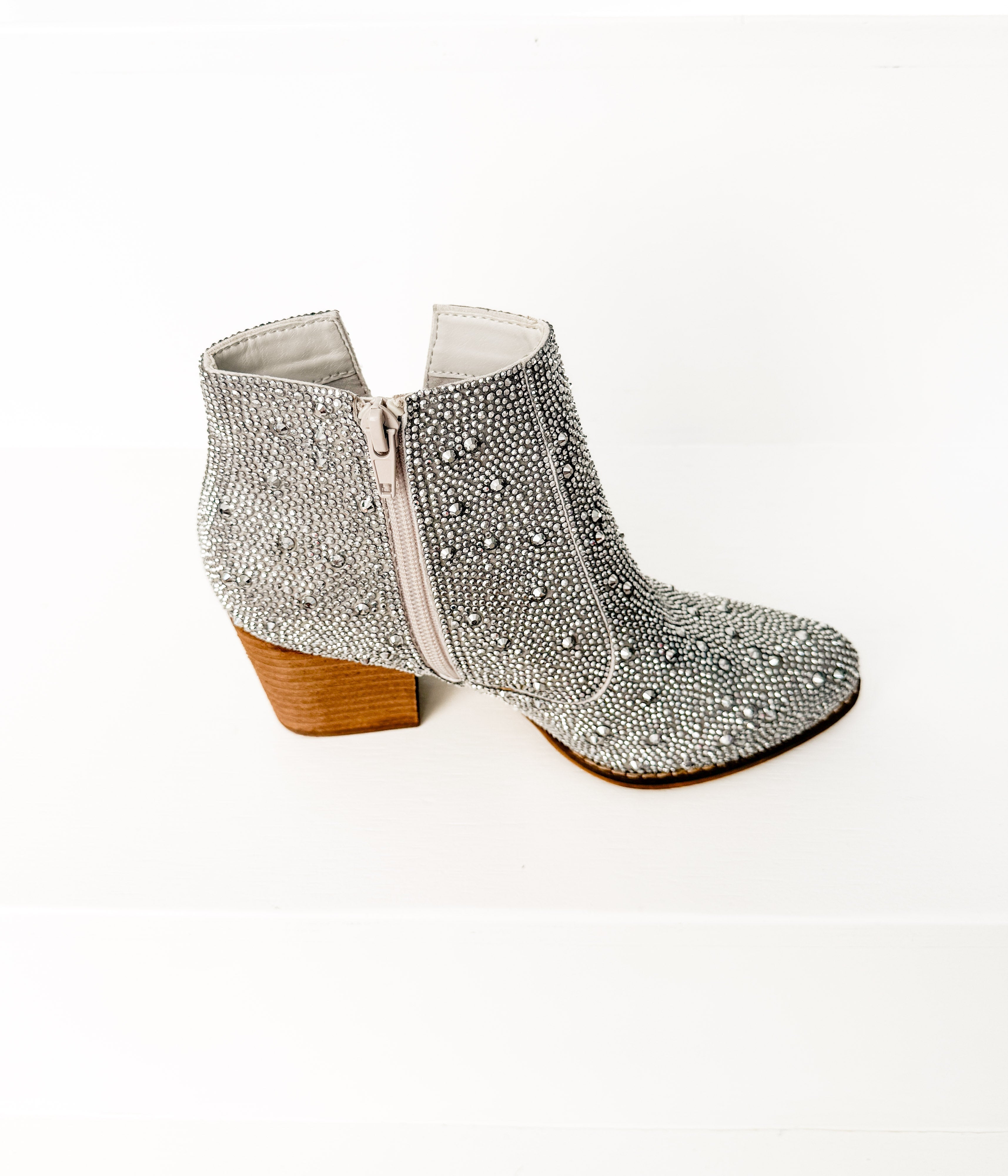 Shine Star Rhinestone Bootie in Silver-Shoes-Stay Foxy Boutique, Florissant, Missouri
