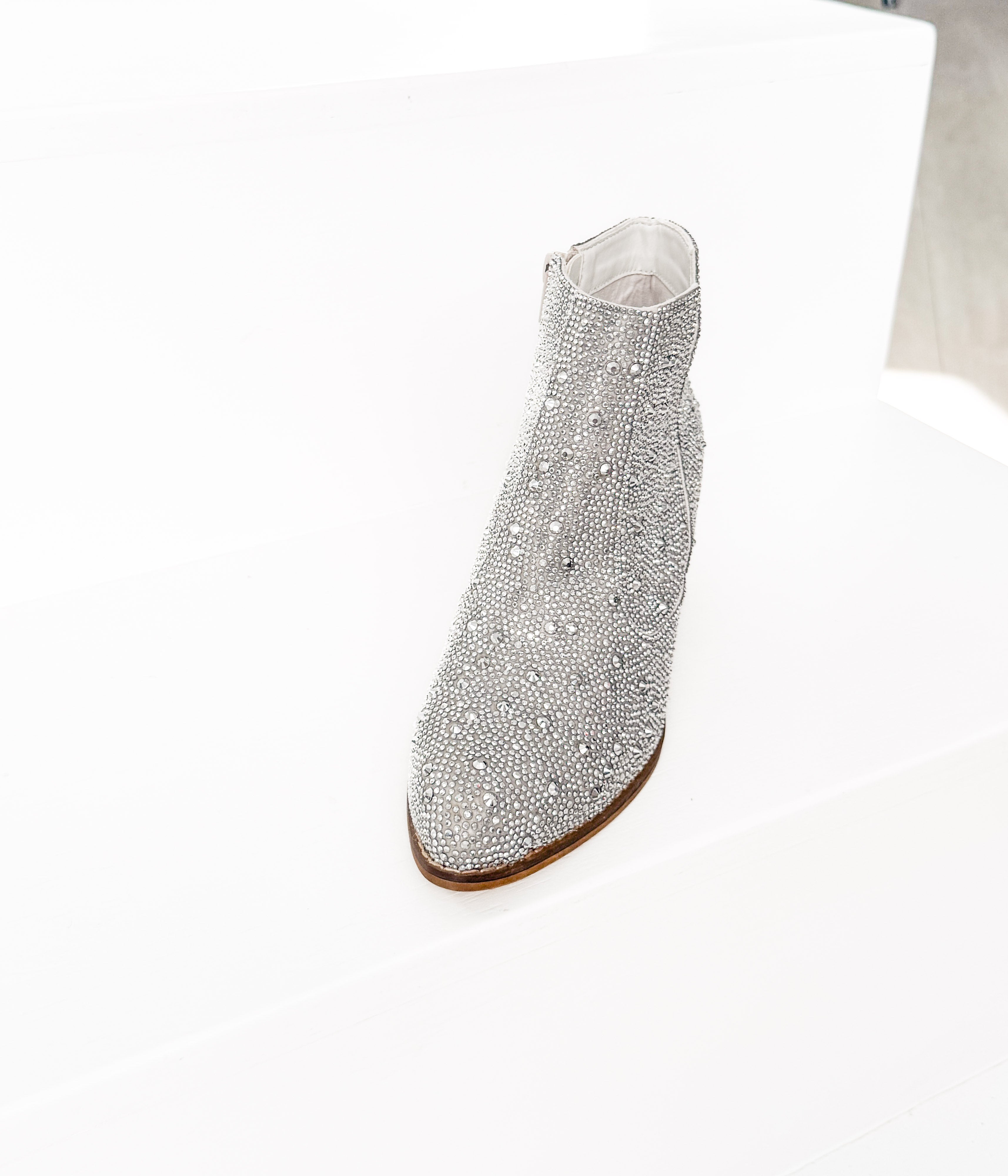 Shine Star Rhinestone Bootie in Silver-Shoes-Stay Foxy Boutique, Florissant, Missouri