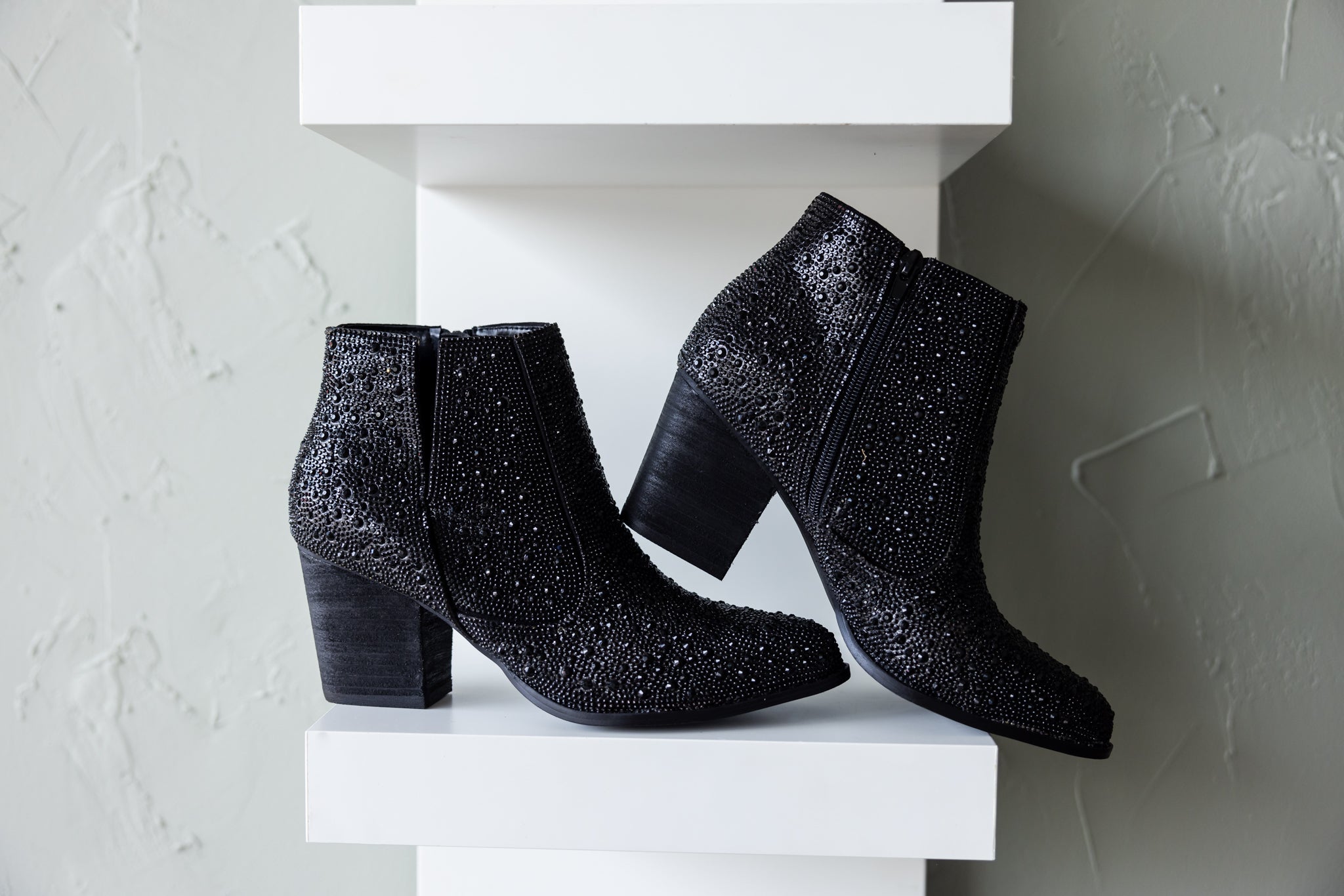Shine Star Rhinestone Bootie in Black-Shoes-Stay Foxy Boutique, Florissant, Missouri