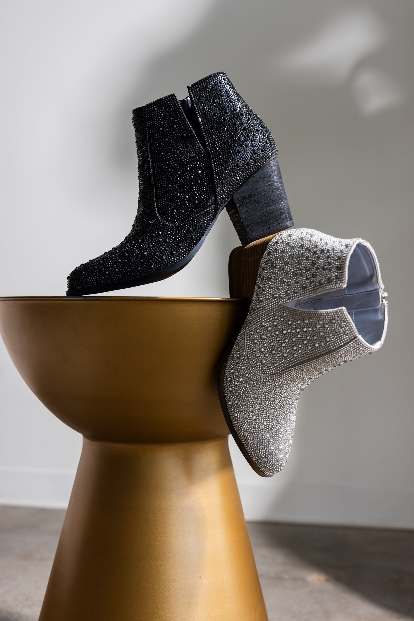 Shine Star Rhinestone Bootie in Silver-Shoes-Stay Foxy Boutique, Florissant, Missouri