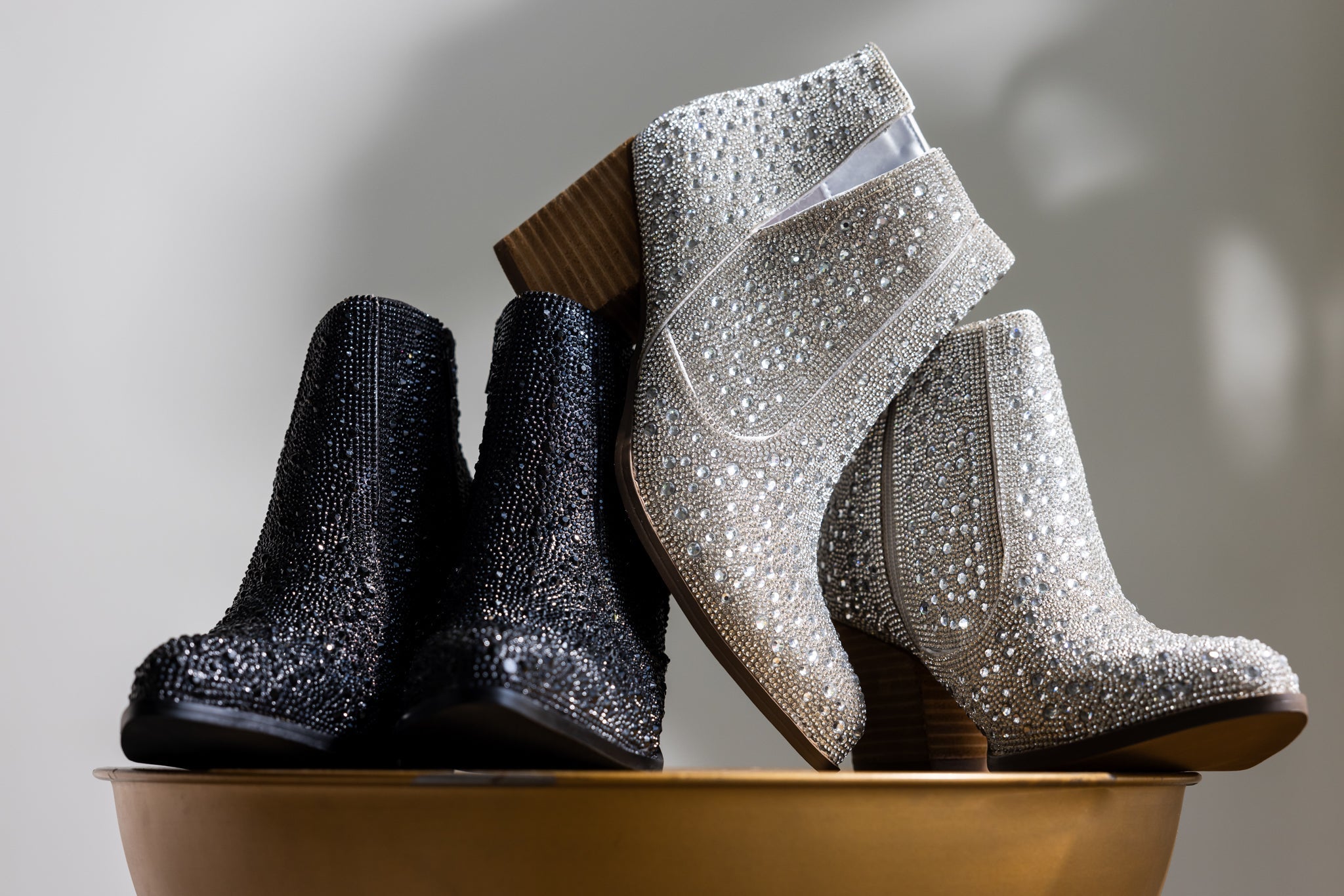 Shine Star Rhinestone Bootie in Silver-Shoes-Stay Foxy Boutique, Florissant, Missouri
