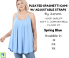 PLUS Pleated Spaghetti Strap Cami - Spring Blue-Tank Top-Stay Foxy Boutique, Florissant, Missouri